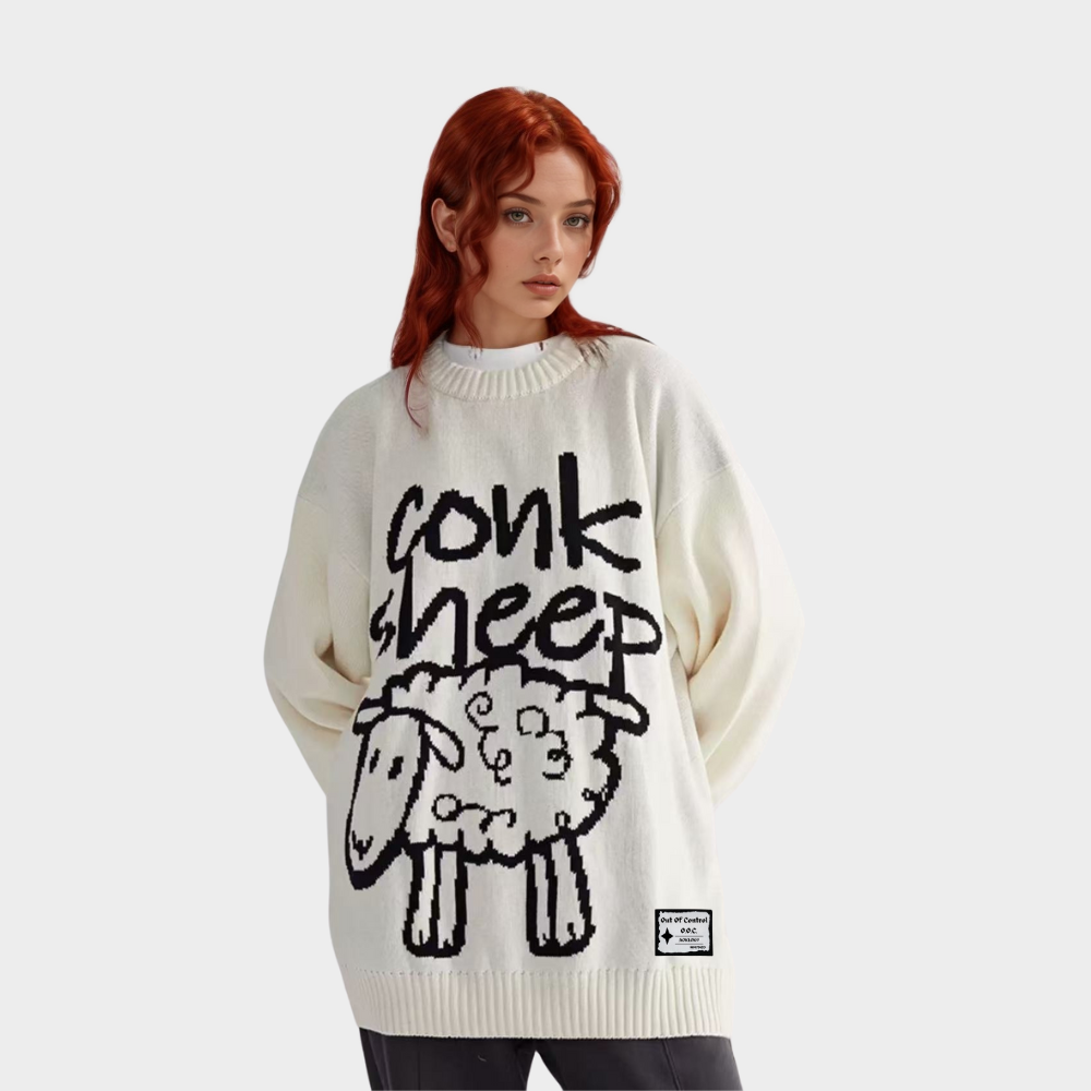 OOC' Cute Cartoon Sheep Pattern Knitted Sweater