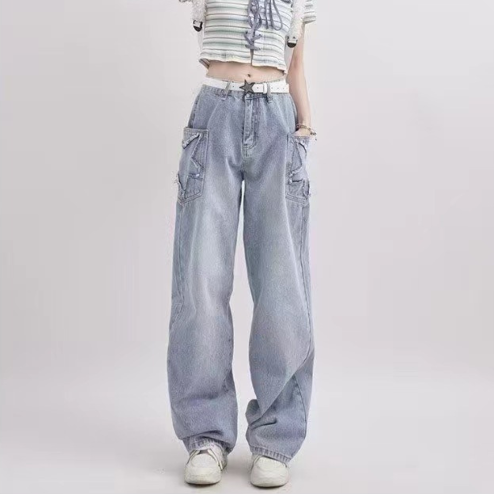Women's Japanese Plain Star Jeans