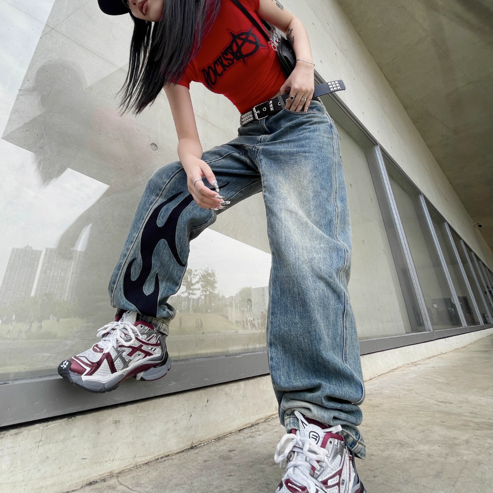 Street Washed Embroidered Jeans