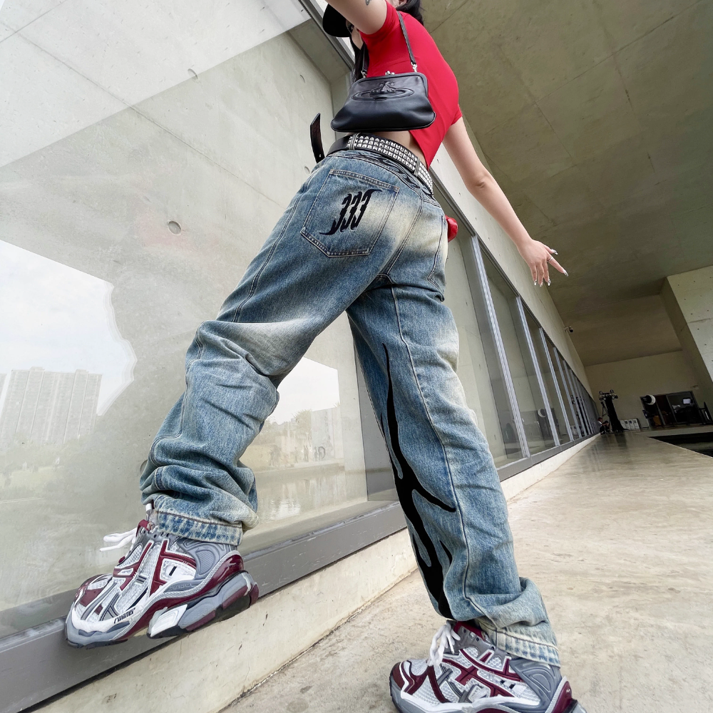 Street Washed Embroidered Jeans