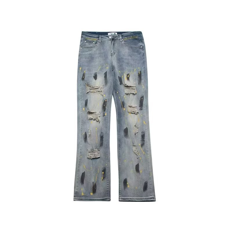 Urban High Street Graffiti Ripped Jeans