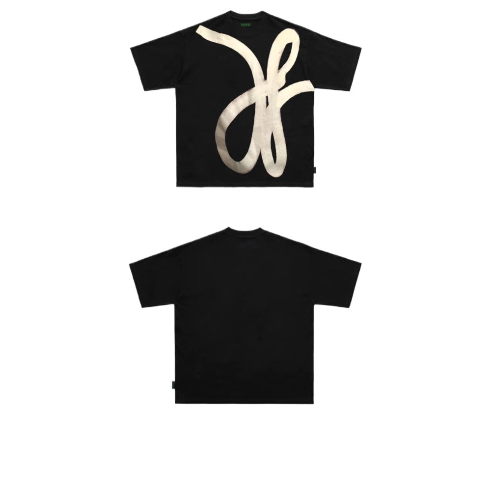 Street Philanthropist Irregular Print Short Sleeve Crew Neck Stream Loose Tee