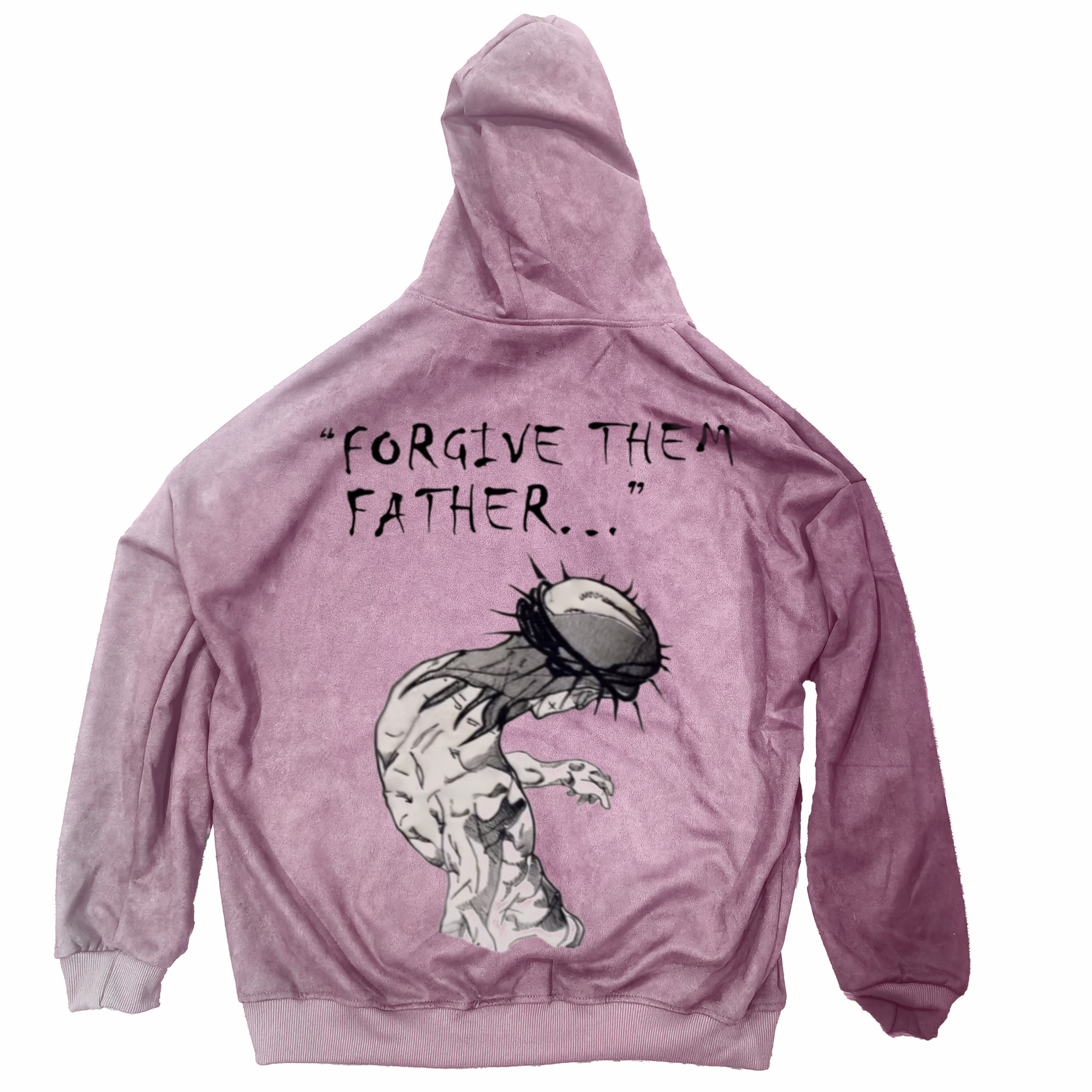 Anime ‘Forgive Them’ Suede Hoodie
