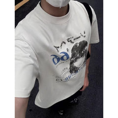 Street Philanthropist Shibuya Girl Hand Painted Vintage Short Sleeve Versatile Details