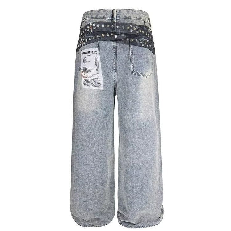Unseen Echoes Punk Peace Patch Denim Jeans