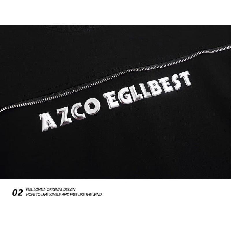 Street Philanthropist Design inspired metal zipper T-shirt