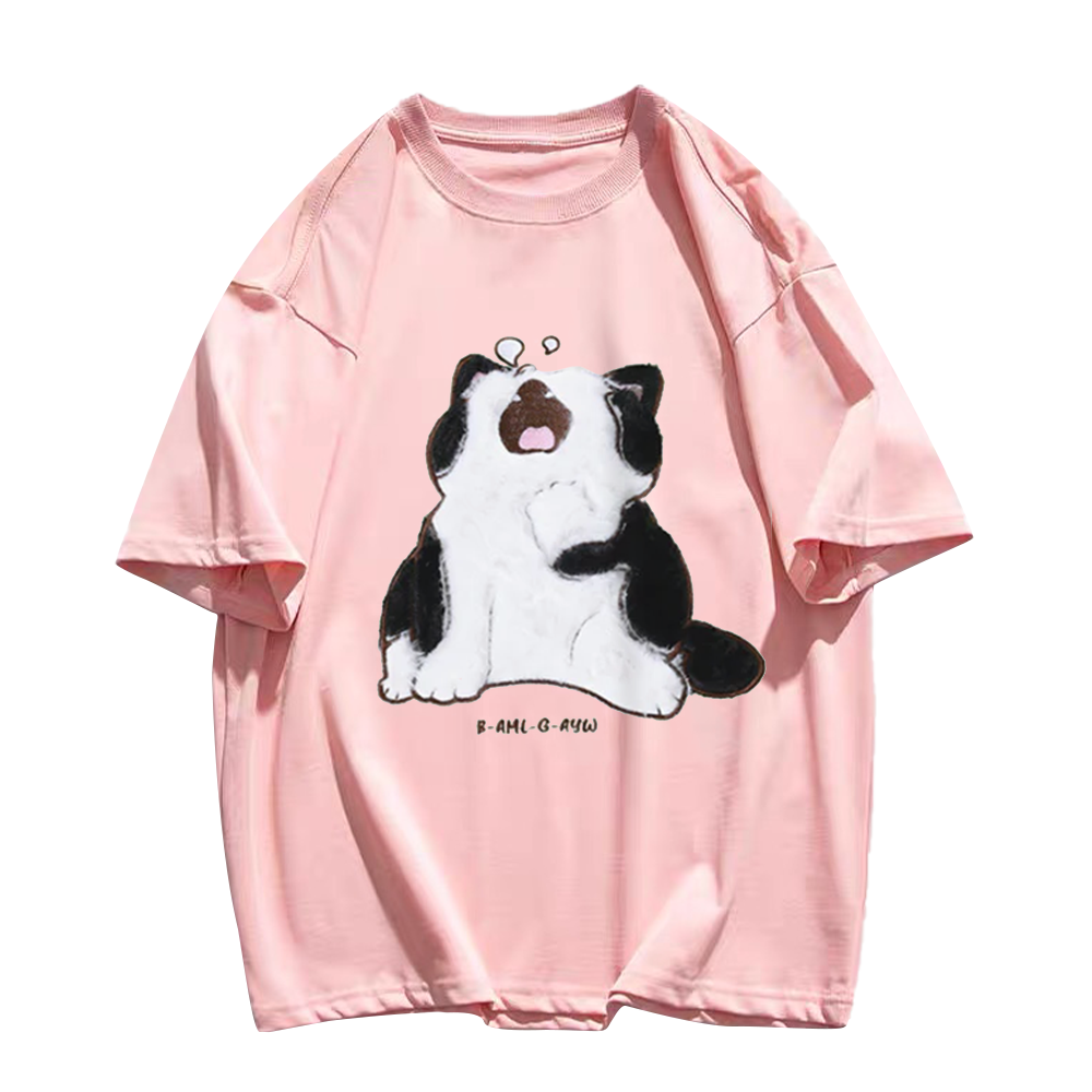 Japanese Cartoon Cat Print T-shirt
