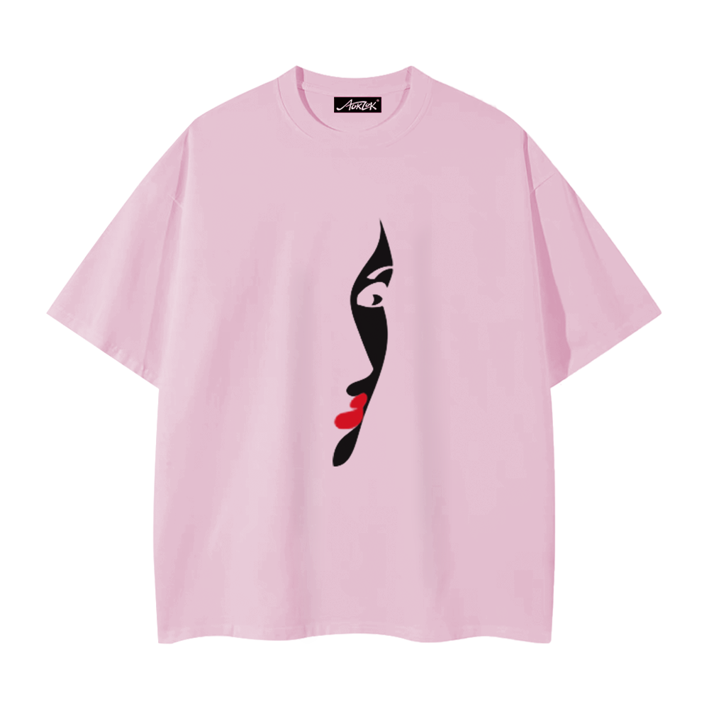 Red Lips Half Face T-Shirt