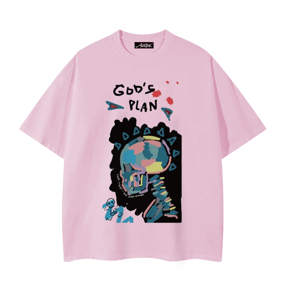 God'S Plan Colorful Skull Doodle T-Shirt