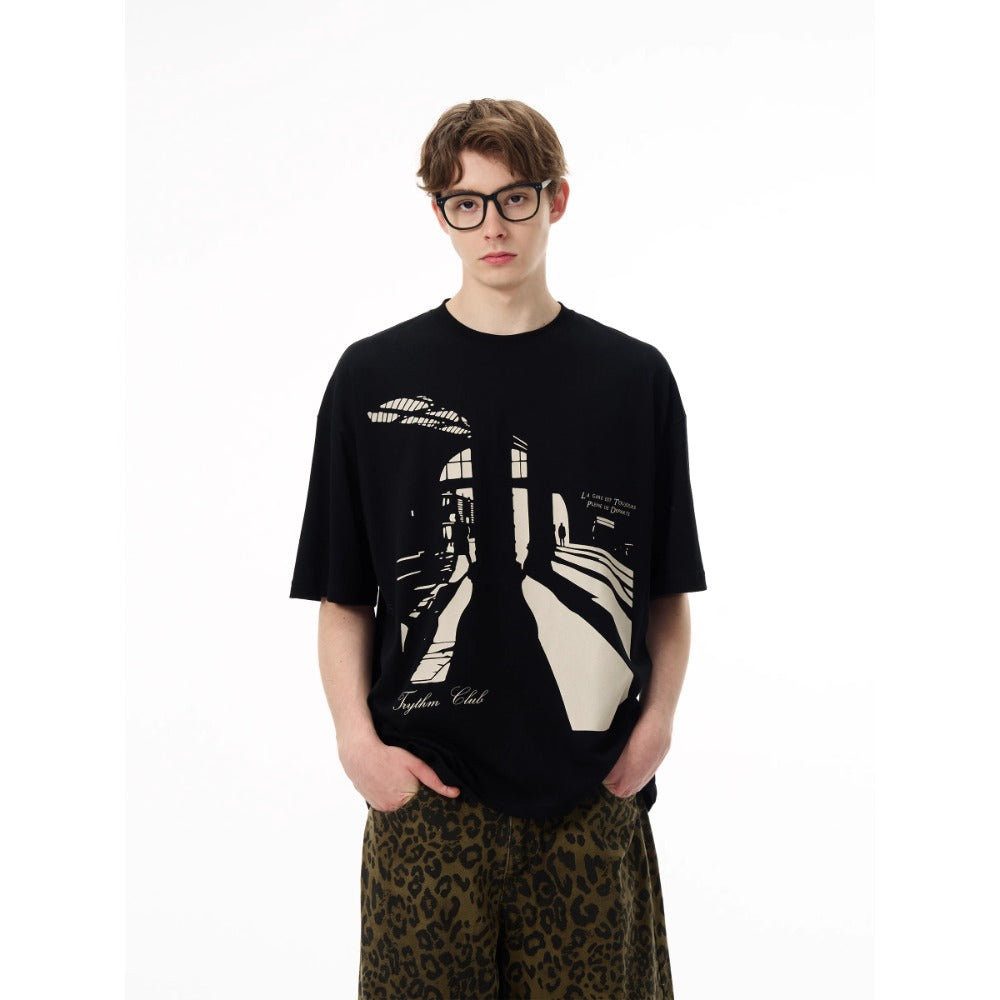 Street Philanthropist Art Silhouette Print TEE Casual ins Tide