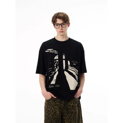 Street Philanthropist Art Silhouette Print TEE Casual ins Tide Details