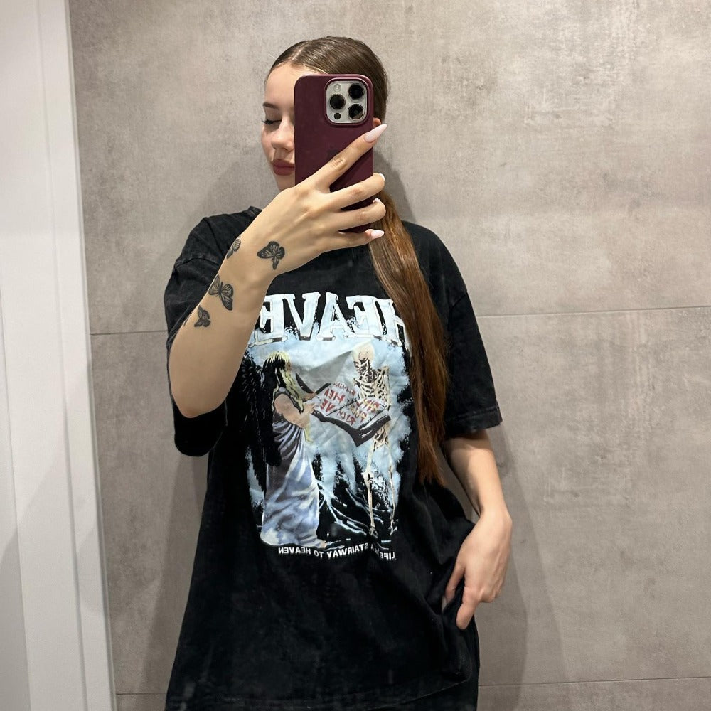 Skull To Heaven Print T-shirt