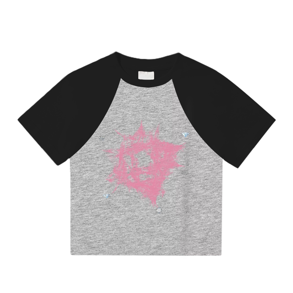 Women's Short Diamond Print T-Shirt