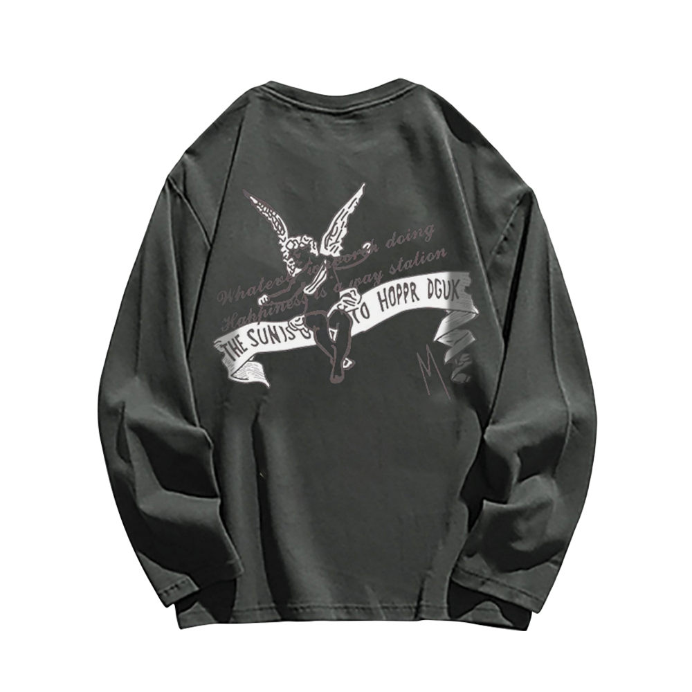Cute Guardian Angel Print Sweatshirt