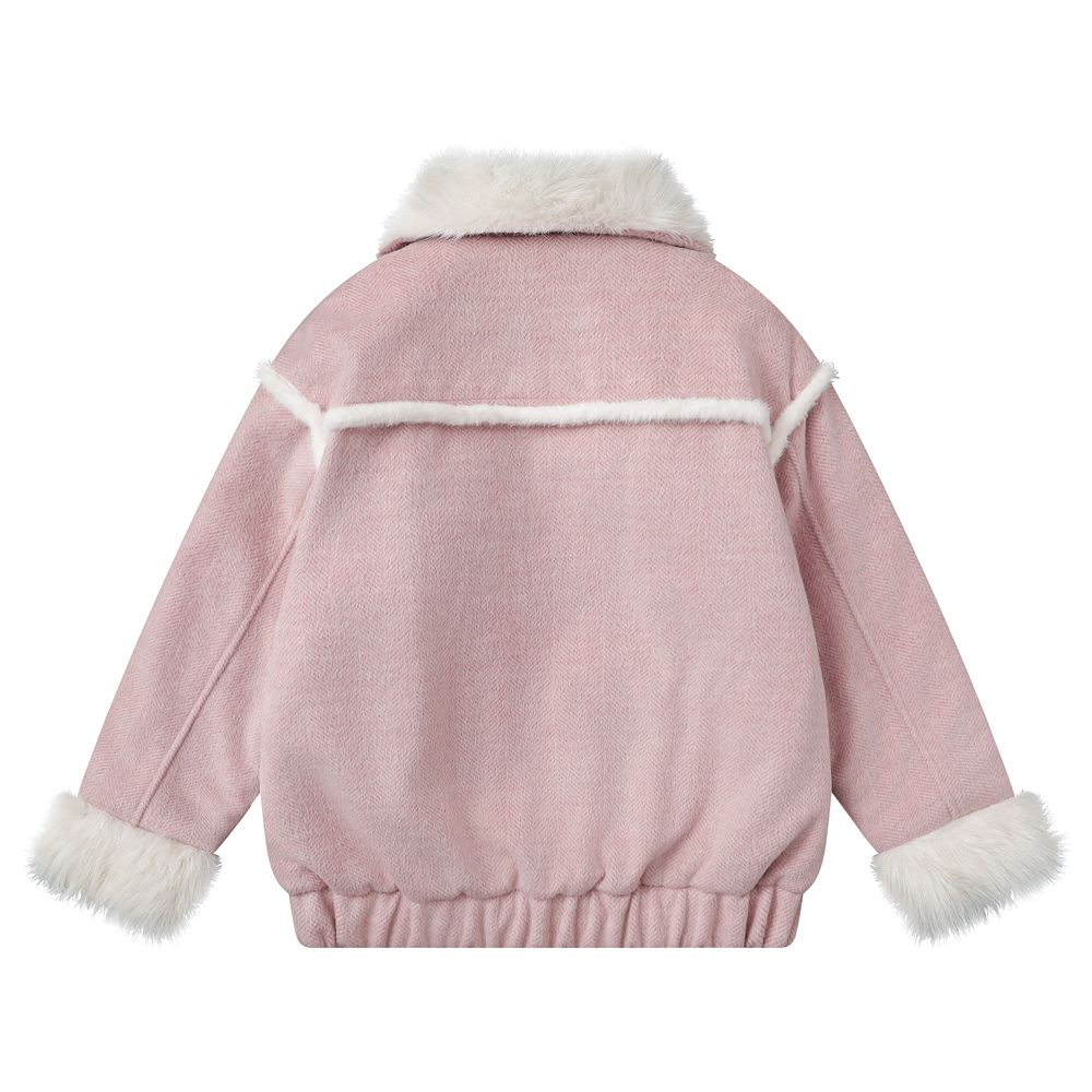 【NOW TREND】Suede Fur Collar Zip Coat