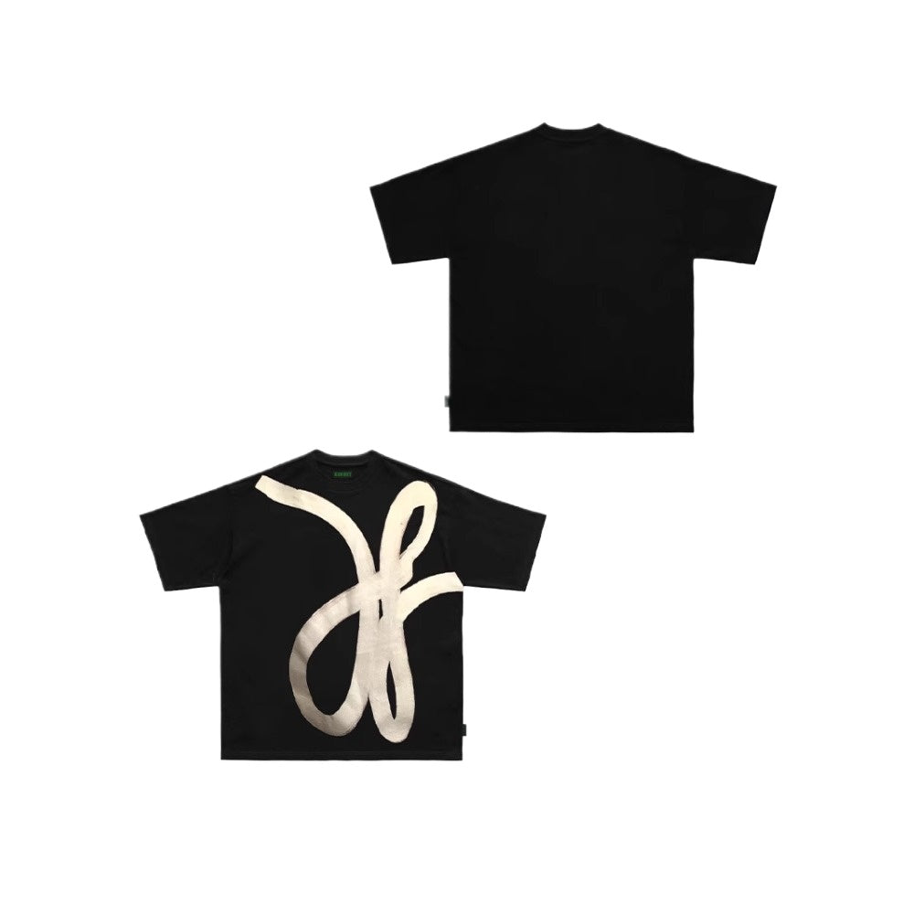 Street Philanthropist Irregular Print Short Sleeve Crew Neck Stream Loose Tee