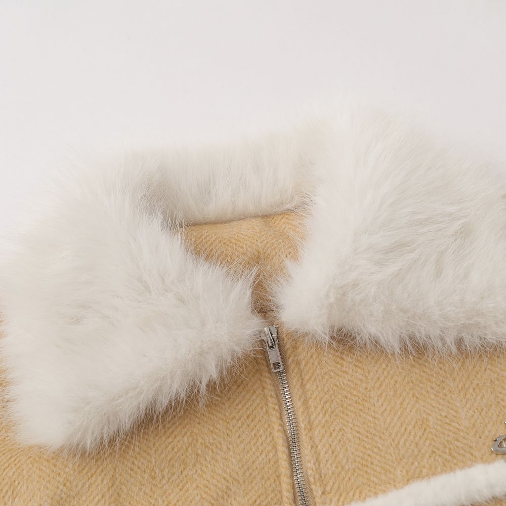 【NOW TREND】Suede Fur Collar Zip Coat