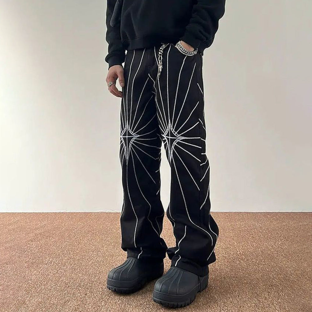 Spider Web Embroidered Jeans