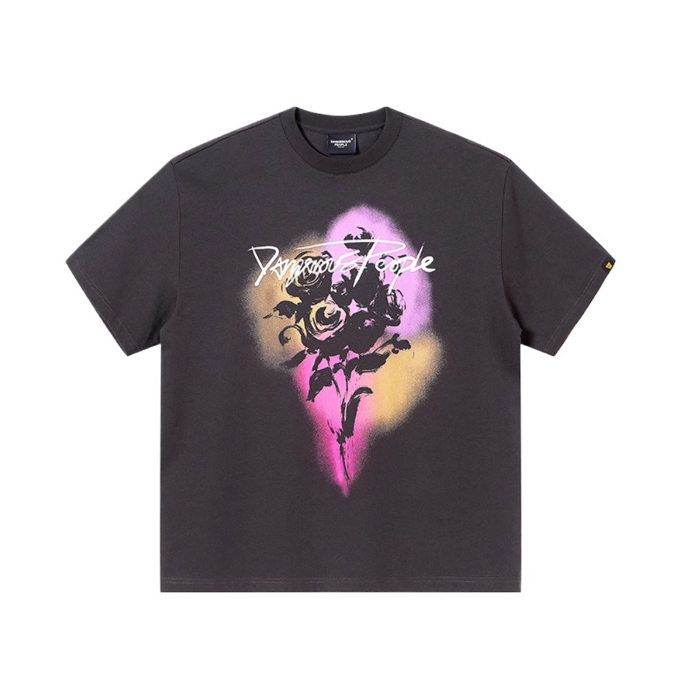 Street Philanthropist Vintage Street Rose Trend Loose Casual Versatile Short Sleeve T-Shirt