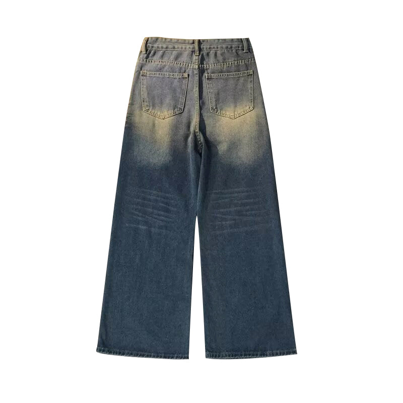 Unseen Echoes Classic Wide-Leg Denim Jeans – Vintage Wash with Modern Comfort Jeans