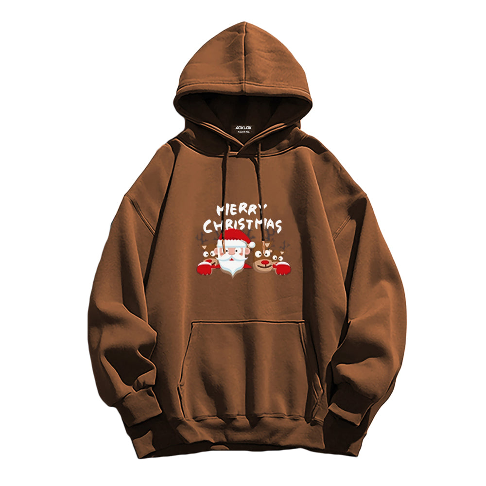 Cute Santa Claus And Elk Hoodie