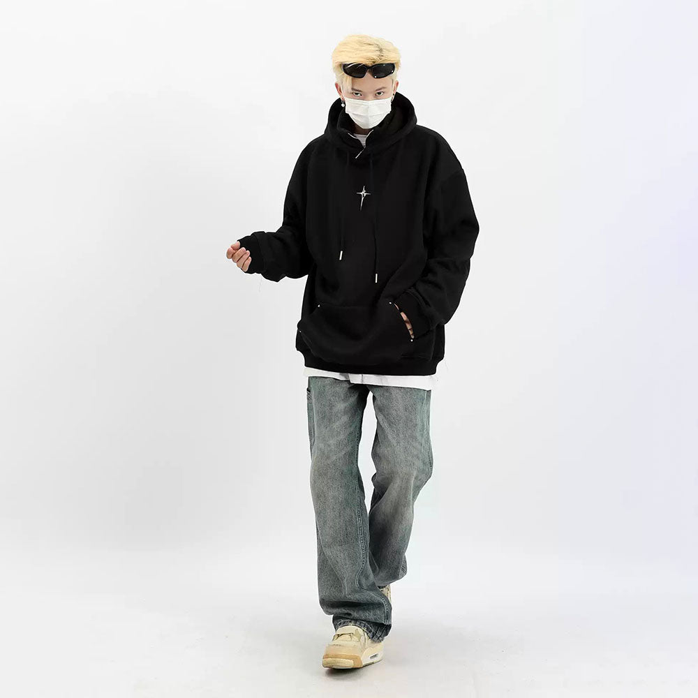 Retro Solid Cross Graphic Hoodie