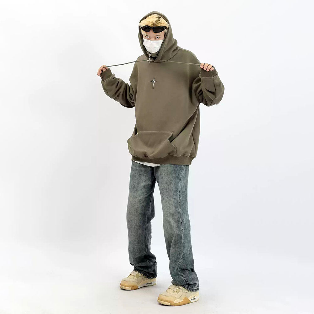 Retro Solid Cross Graphic Hoodie