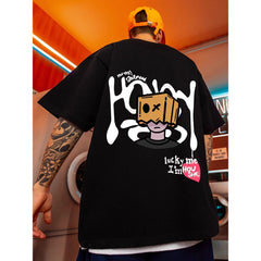 Street Philanthropist Trendy Brand Spoof Hip Hop Graffiti Short Sleeve Men's Trend Large Size Men's High Street Half Sleeve T-Shirt Details