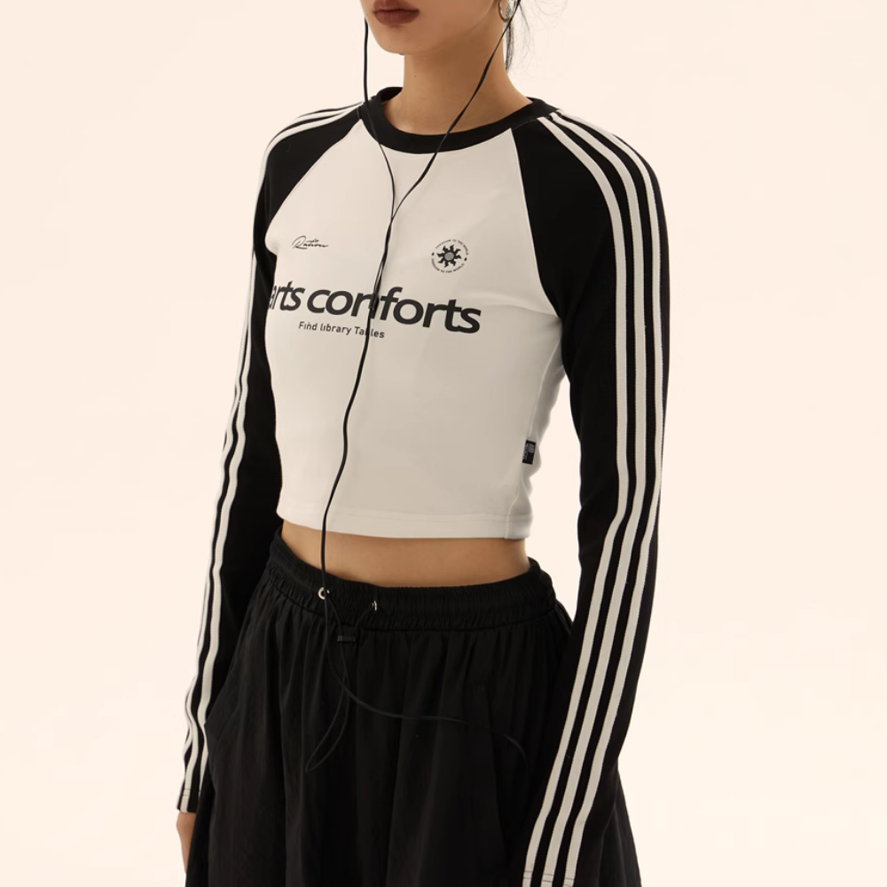 Women's Casual Stripe Letter Long Sleeve Shirt