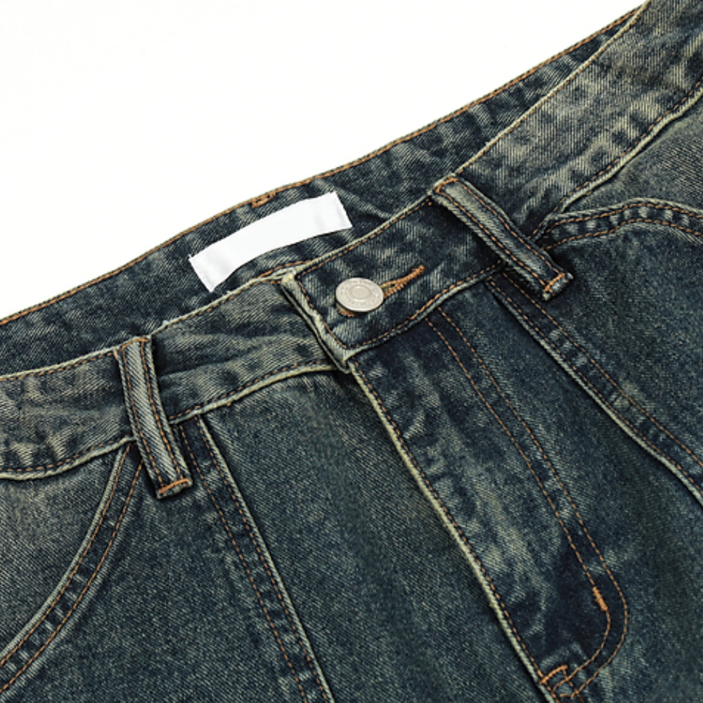 Vintage Street Distressed Straight Jeans