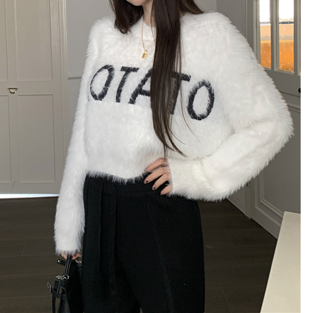 Women's Solid Color Mink Sweater