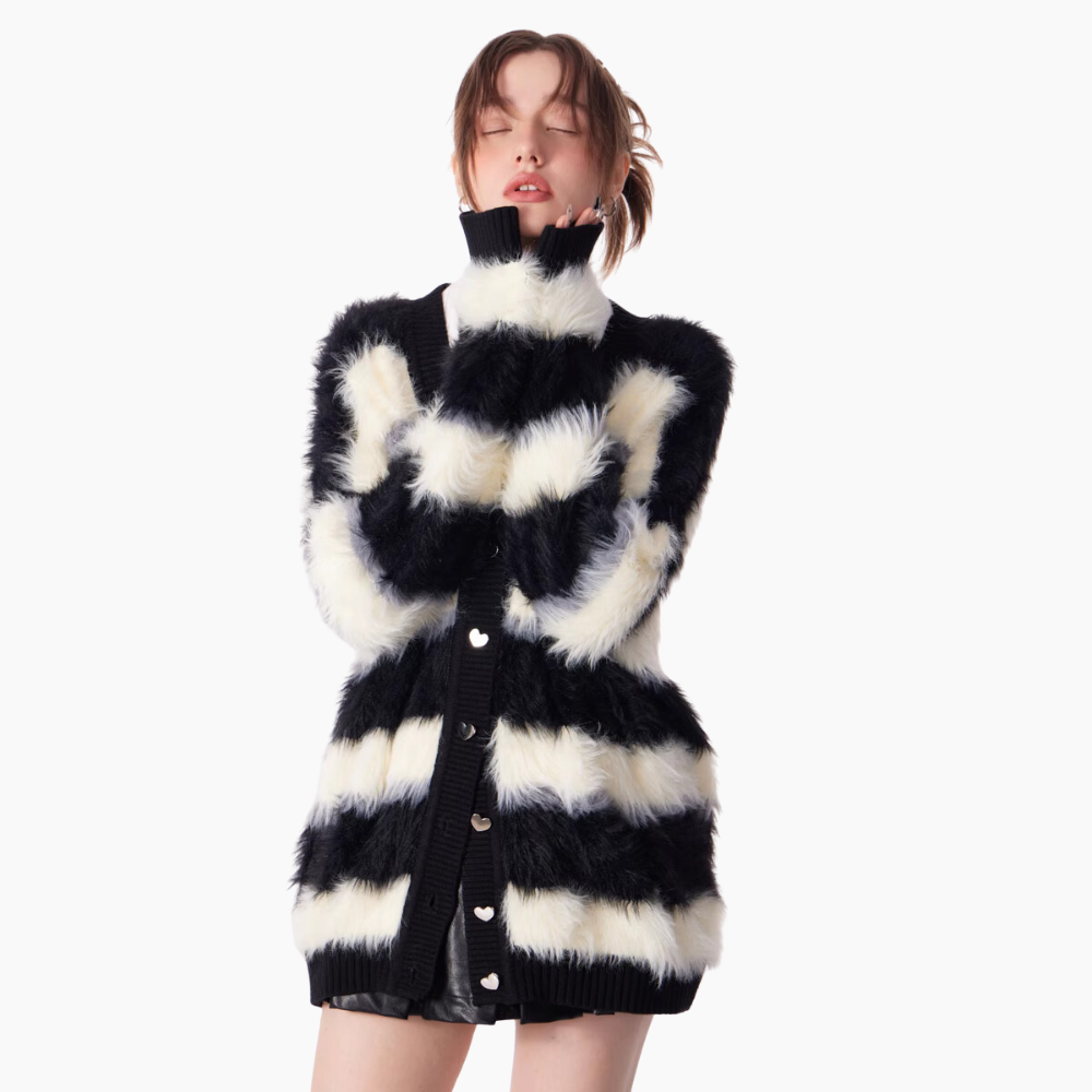 Women's Casual Striped Butterfly Knit Cardigan