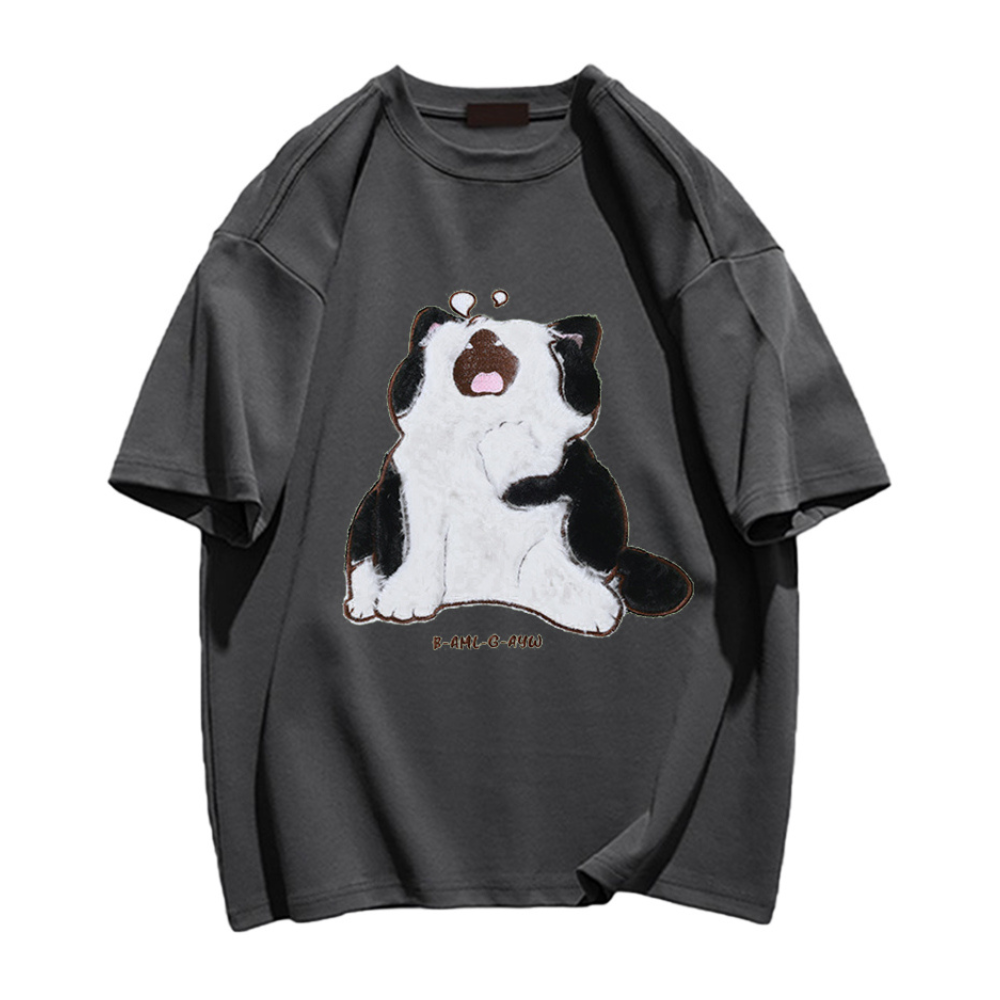 Japanese Cartoon Cat Print T-shirt