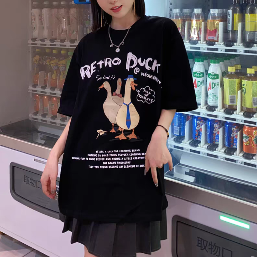 Fun Cartoon Duck Print T-shirt