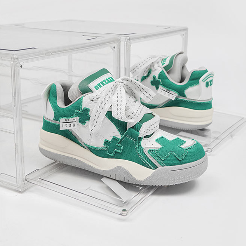 Urban Street Denim Paneled Casual Sneakers