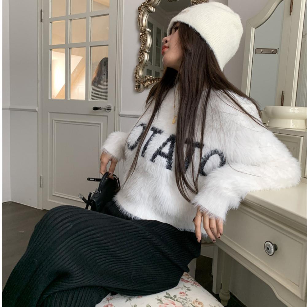 Women's Solid Color Mink Sweater