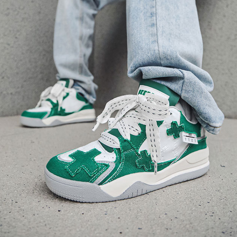 Urban Street Denim Paneled Casual Sneakers