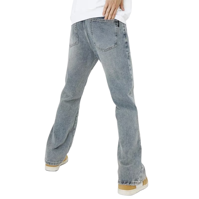 Solid Paneled Wide-Leg Jeans