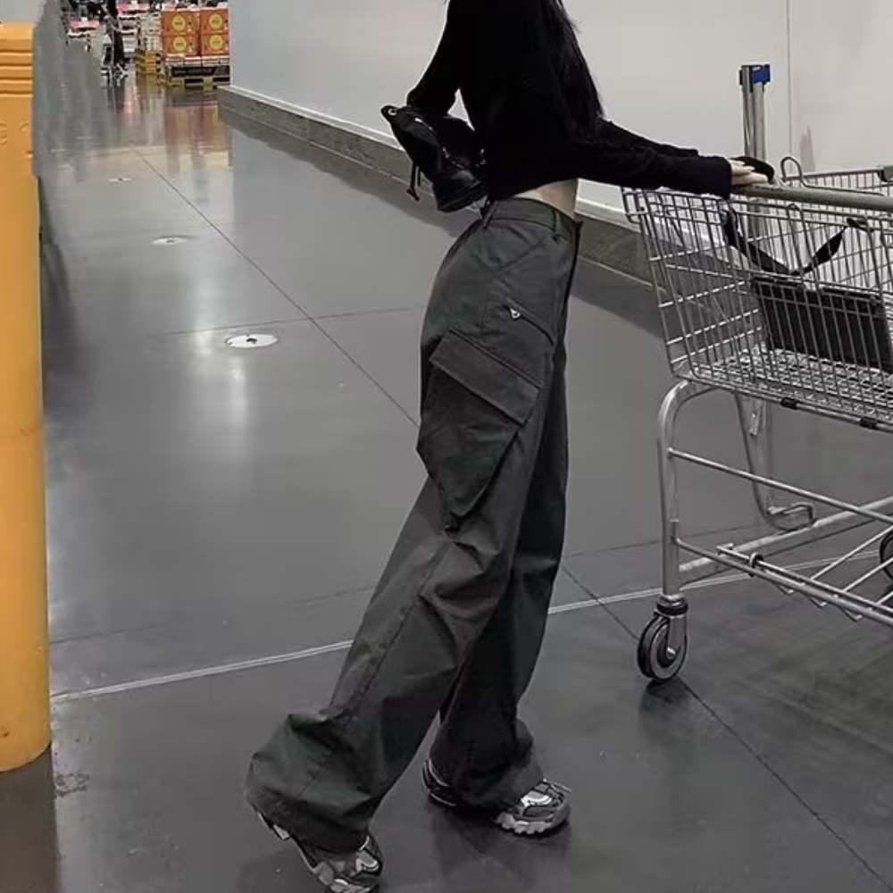 Women's Japanese Fashion Slim Cargo Pants