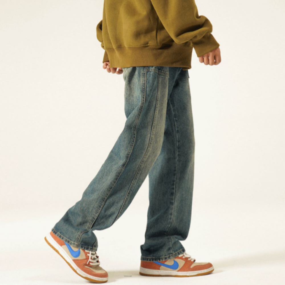 Vintage Street Distressed Straight Jeans
