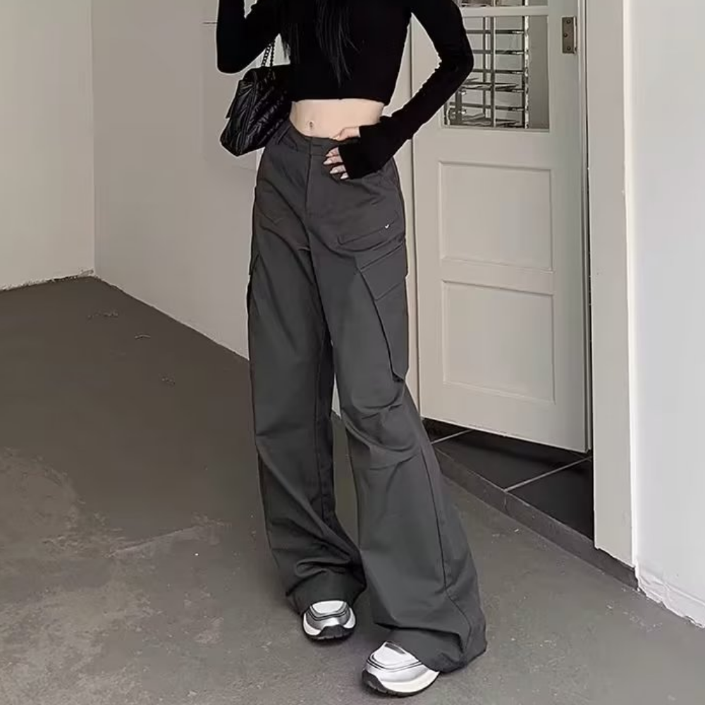 Women's Japanese Fashion Slim Cargo Pants