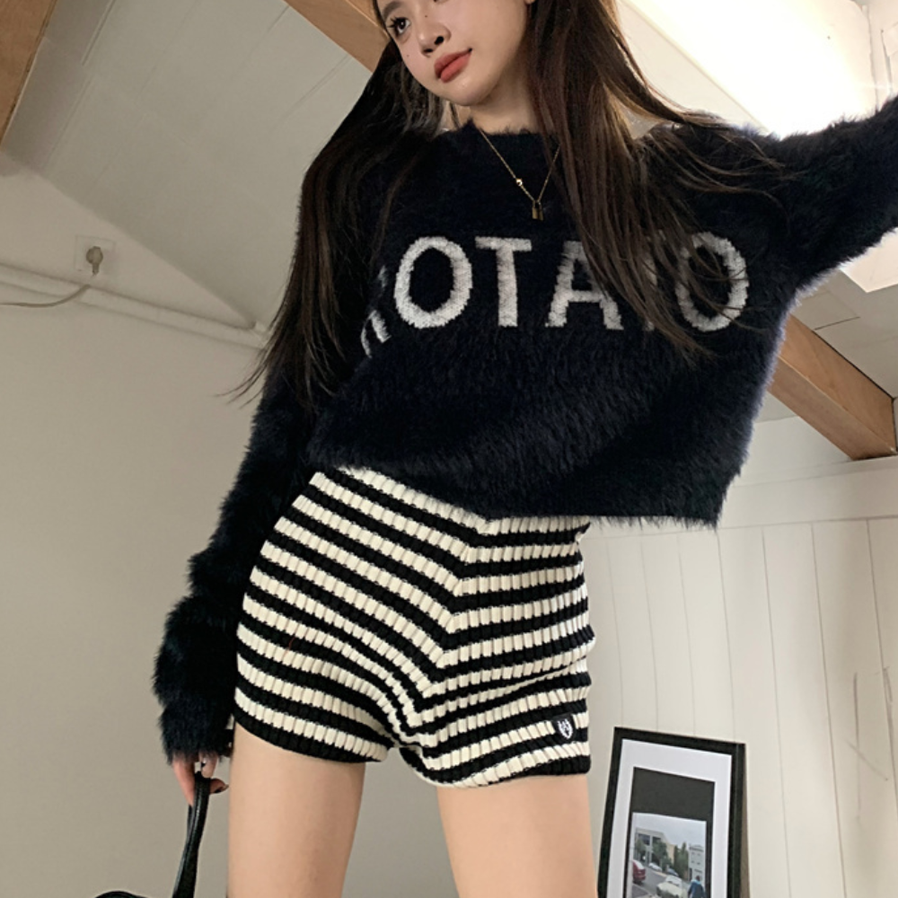 Women's Solid Color Mink Sweater