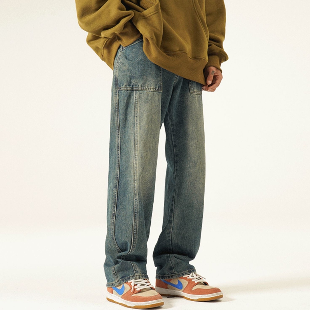 Vintage Street Distressed Straight Jeans