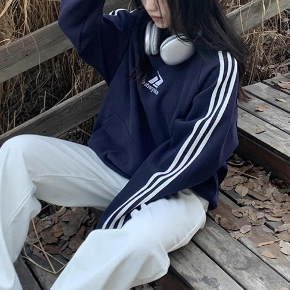 Women's Classic Versatile Striped Hoodie