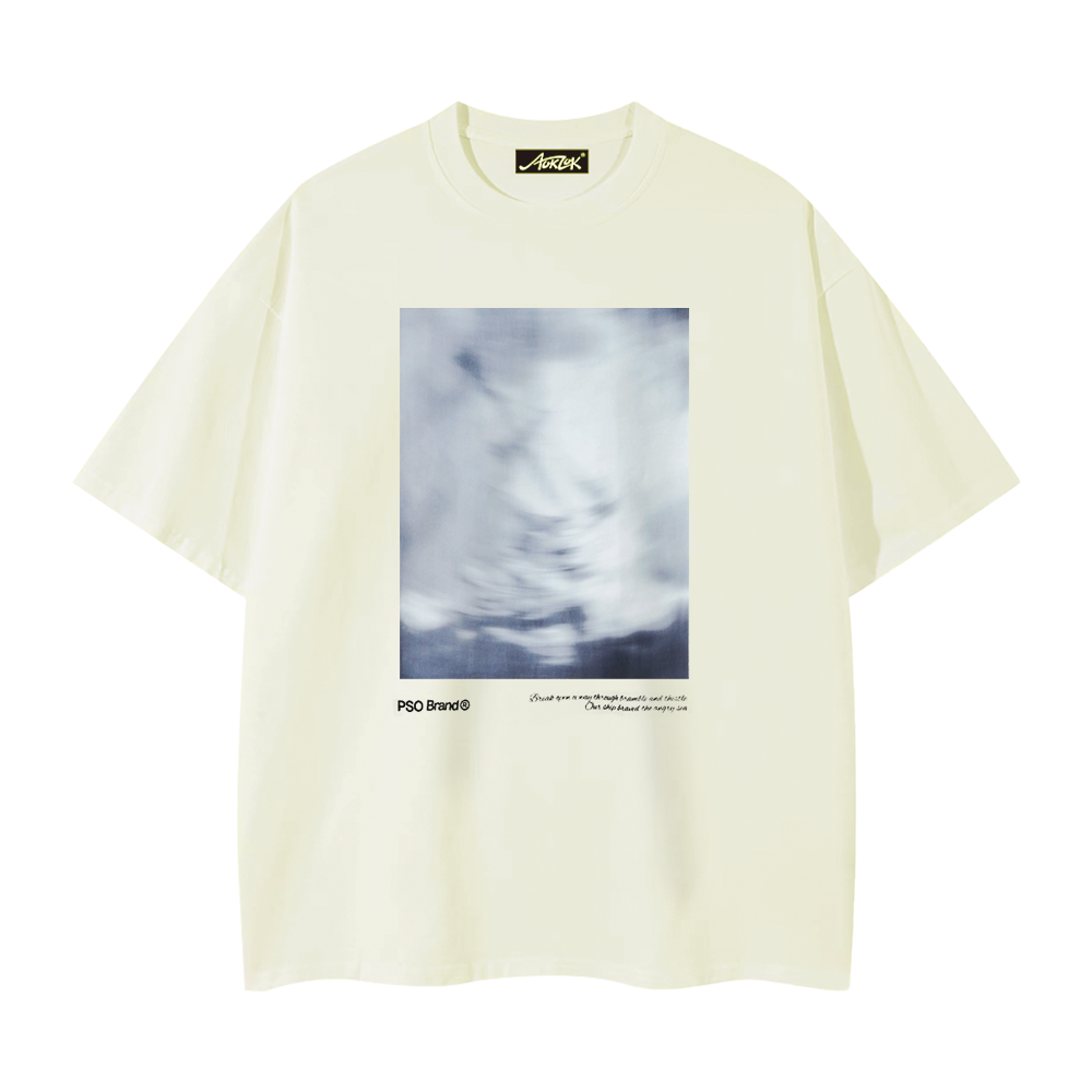 Pure Cotton 260G Blurred Landscape Print T-Shirt