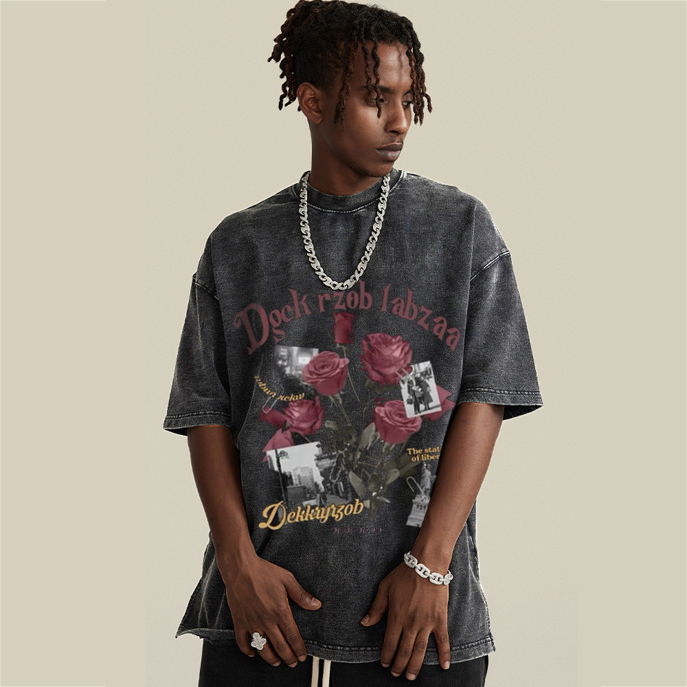 Vintage Bold Rose Graphic Wash T-Shirt
