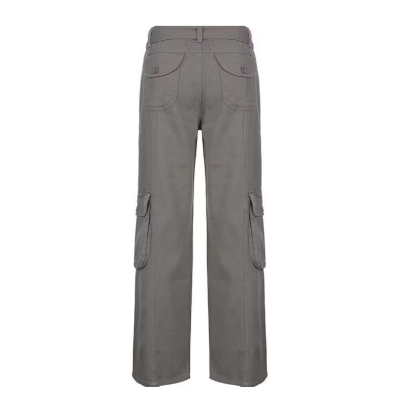 Hip Hop Solid Color Wide-leg Cargo Pants