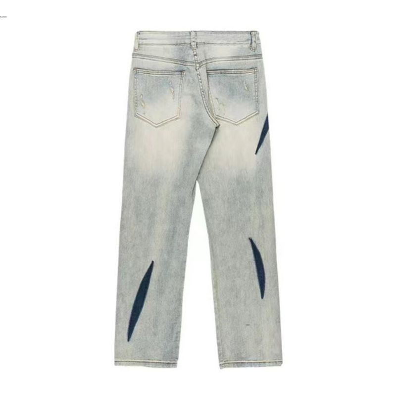 Distressed Denim Contrast Jeans