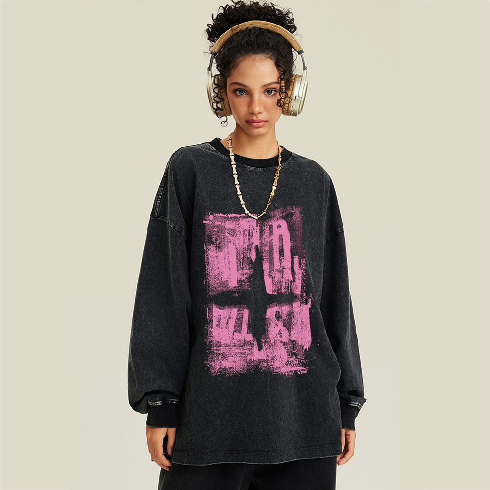 Distressed Graffiti Washed Sweatshirt