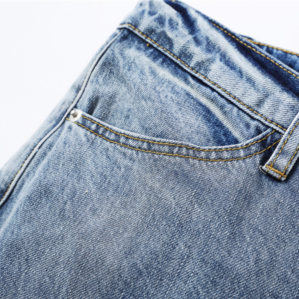 Retro High Street Cross Embroidery Jeans